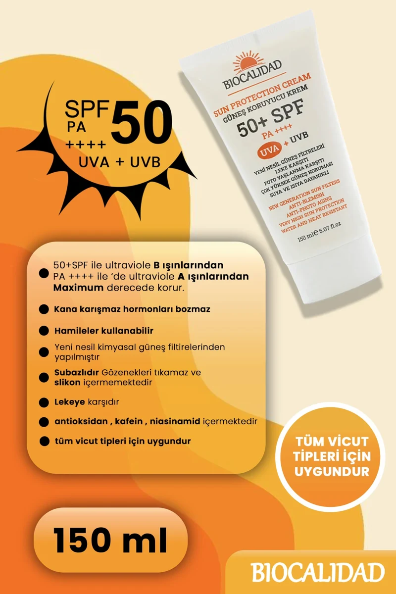 Güneş Koruyucu Krem 50+SPF PA++++ 150ml