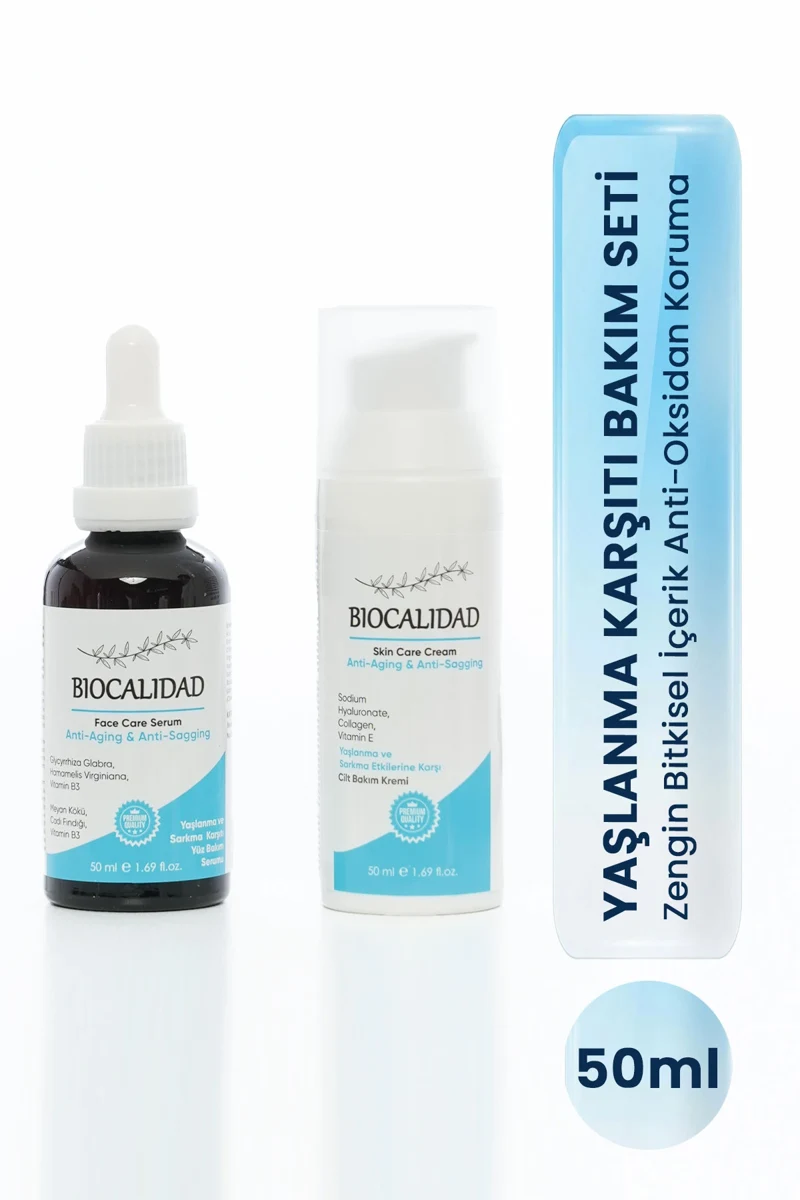 Yaşlanma ve Sarkma Karşıtı Bakım Seti - (50ml Krem + 50ml Serum)